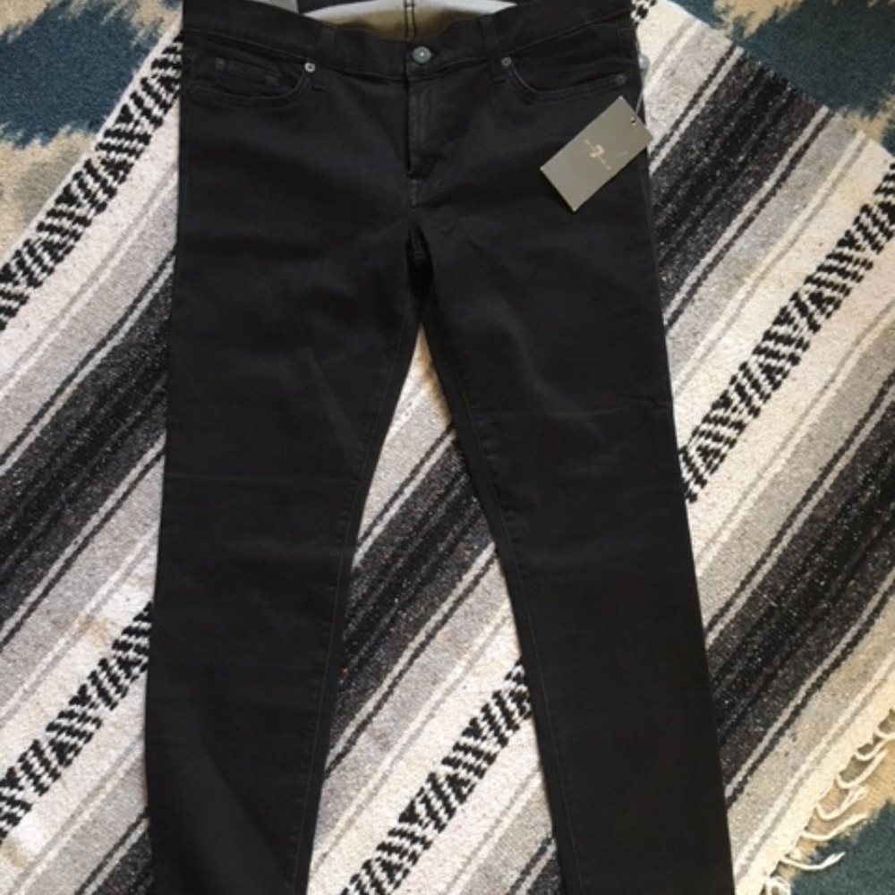 NWT 7 For All Mankind Black Denim Super Skinnies